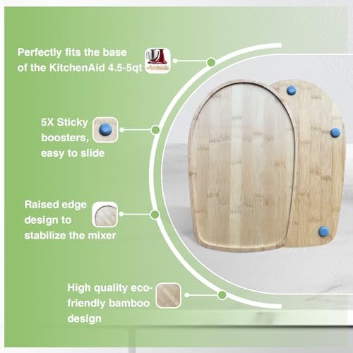 Bamboo Mixer Slider Mat for KitchenAid 4.5-5 Qt Tilt Head Stand Mixer, Kitchen Appliance Sliding Tray Mixer Mover Slider Board for Kitchen Aid 4.5-5 Qt Kitchen Countertop Storage Accessories