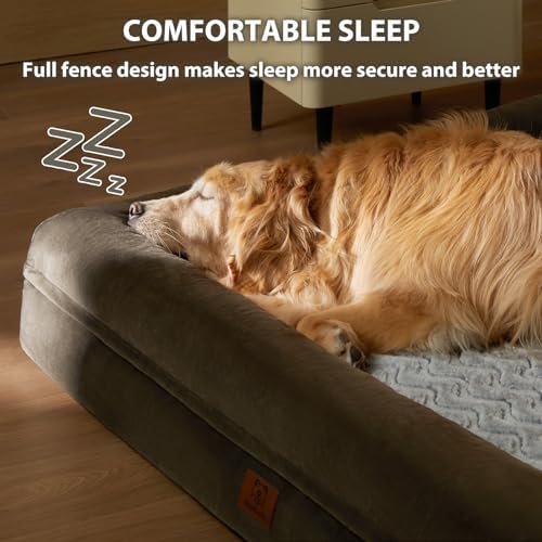 WNPETHOME Washable Dog Beds Large Sized Dog, XXXL Dog Couch, Orthopedic Dog Sofa Bed with Removable & Waterproof Cover, Extra Large Dog Bed with Bolster Sides for Sleeping, Giant Dog Couch with Sides