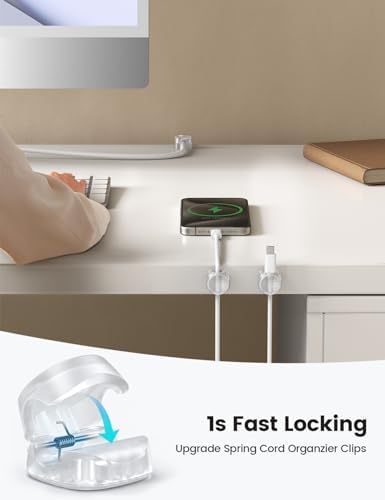 6Pack Cord Organizer, Desk Accessories - Lamicall Clear Desktop Cord Management, Phone Charger Office Workspace Organizer Accessories, Nightstand Wire Keeper Desk Decor, Office Desktop Must Haves