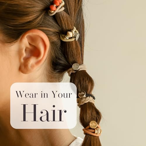 Hair Ties No Damage - Galentines Gifts and Updo Hair Accessories - Decorative Ponytail Elastics - Vanity Stretch Bracelet Jewelry for Women - Fashion Stacks in Beads (ARABIAN NIGHTS) Set of 5