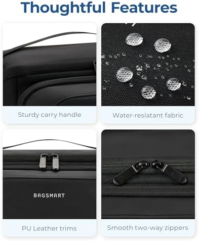 BAGSMART Toiletry Bag for Men, Wide Opening Travel Bag for Toiletries, Dopp Kit Water Resistant Shaving Hygiene Bag for Bathroom Shower, Toiletries Accessories,Travel Essentials (Navy Blue)
