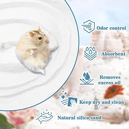 Sukh 47OZ Hamster Sand Bath - Fine Desert Sand Hamster Bedding Reptile Silica Sand Gerbil Hideout for Hamster Chinchillas Gerbil Syrian Mice Small Animals Small Pets