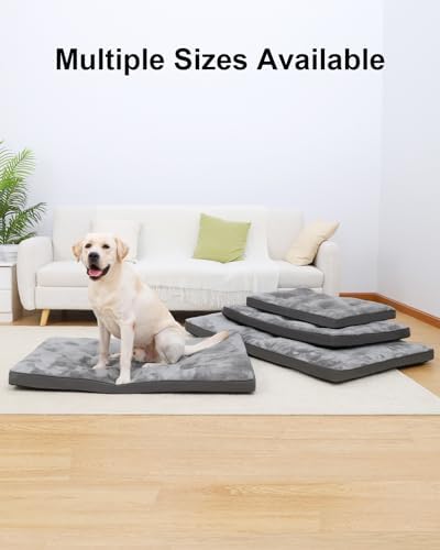 Dog Bed for Crate Washable Extra Large Dog Bed Plush Dog Kennel Pad Pet Sleeping Mat with Anti-Slip Bottom, 47x29 Inch, Grey