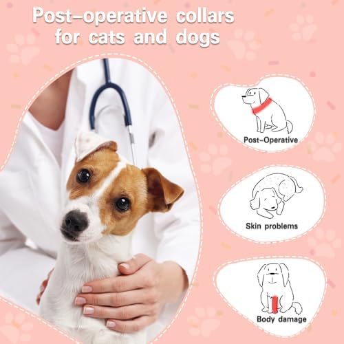 Dog Cone, Dog Surgery Collar, Inflatable Cones for Small Medium Large Dogs, Pink Doughnut Dog Recovery Collar, Does not Impede Vision