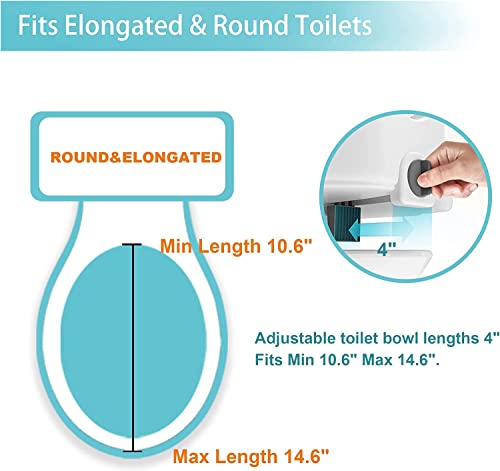 Lock Raised Toilet Seat with Handles, 5 Inch Toilet Seat Riser Heavy Duty with Adjustable Arms and Legs Fits Most Toilets, Elevated Toilet Seat 300 LBS(Regular, Grey+White)