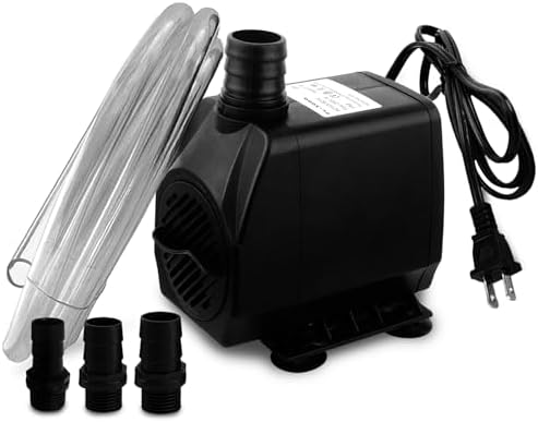 PULACO 800GPH(3000L/H) Submersible Water Pump with 6.5 ft Tubing, 45W durable fountain water pump 4 Nozzles for Pond Fountain, Aquariums Fish Tank, Statuary, Hydroponics