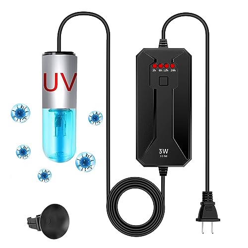 TAISHAN Aquarium Clean Light,3W Mini UV Sanitizer Submersible Light with Timer,Aquarium Water Clean Green Clear Waterproof Clean Lamp for Pond,Swimming Pool,Indoor