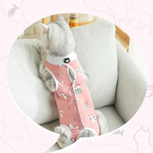 2 PCS Cat Recovery Suit for Spay Abdominal Wounds Cat Onesie for Cats After Surgery Recovery Suit Female Breathable E-Collar Alternative Kitten Onesie Anti Licking (Medium)