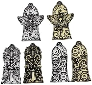 Guyker 1 Pcs Guitar Head Cover 3 Holes, Zinc alloy Guitar Truss Rod Cover for GIB LP Style Guitar Accessories Parts, Butterfly Skeleton Pattern JA3002, Ancient Silver