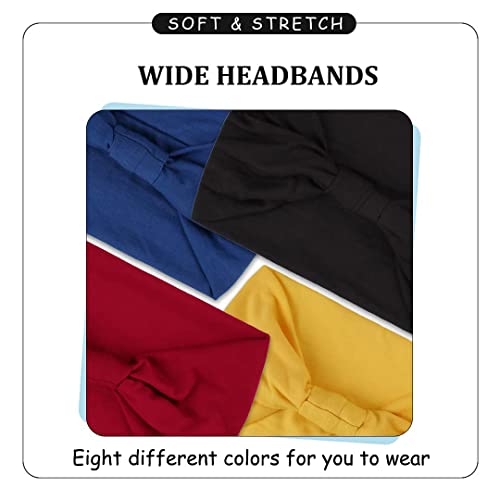 Kachanaa 8 Packs Large Wide Headbands for Women's Hair,Non Slip Soft African Bandeau Hair Bands Makeup Yoga Workout Running Sweat Hair Wraps Fashion Hair Accessories for Black Women