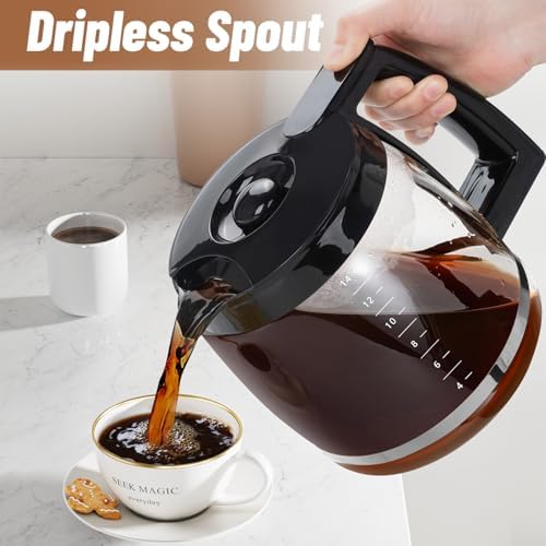 14-Cup Coffee Pot Replacement for Cuisinart Coffee Maker DCC-2200, DCC-2600, DCC-2800, DCC-3200, and DCC-3200P1, Glass Carafe Replacement for Cuisinart, BPA Free, Dishwasher Safe