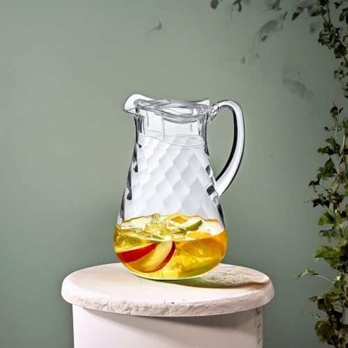 Amazing Abby - Droply Whirly - Plastic Pitcher (64 oz, 2 Quart), Clear Water Pitcher with Lid, Fridge Jug, BPA-Free, Shatter-Proof, Great for Iced Tea, Sangria, Lemonade, Juice, Milk, and More