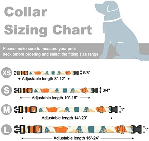 Rnivvi Dog Collar for Large Dogs, Cute Heavy Duty Adjustable Puppy Collar with Quick Release Buckle for Boy Girl & Female, Pet Accessories for Walking Running, L Length 1" Width, Abstract Leaves