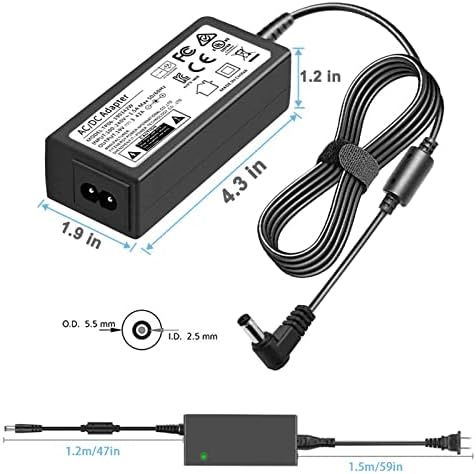 TKDY 19V 3.42A Laptop Charger Adapter, 19V DC Power Supply Compatible with 19 Volts Asus Gateway Toshiba HP Laptop Computer Accessories LG Samsung Monitor JBL Speaker.