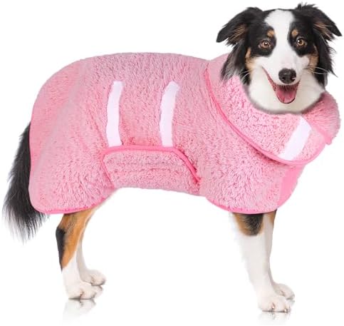 Dog Bathrobe Super Absorbent Dog Towels for Drying Dogs Large Quick Drying Dog Robes for After Bath Soft Dog Drying Towel Adjustable Dog Drying Coat to Keep Dog Warm(S-XXL)