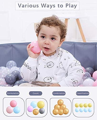 MoonxHome Ball Pit Balls for Toddlers, BPA Free Crush Proof Plastic Toy Balls for Ball Pit, Children's Pool Water Toys, Ideal Gift for Christmas Balls for Play Tent 2.15" Pack of 100 White&Green&Pink