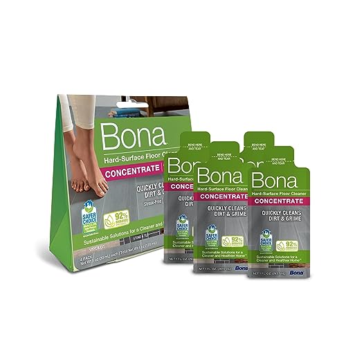 Bona Multi-Surface Floor Cleaner Concentrate, Unscented, 1 fl oz, Pack of 4 (Makes 128 fl oz) - Spray Mop and Spray Bottle Refill - For Use on Stone, Tile, Laminate, and Vinyl Floors