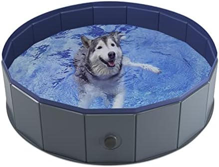 Niubya Portable Dog Pool, Foldable Pet Swimming Tub, Anti-Slip Collapsible Pet Bathtub, Hard Plastic Bath Pool for Pets Dogs and Cats, 40 x 12 Inches