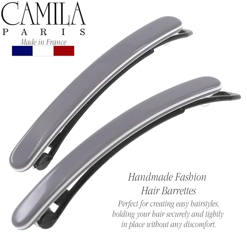 Camila Paris CP3375 French Hair Barrettes Clips for Women, Handmade, Girls Side Slide-in Barrette Clip, Hair Accessories for Women. Strong Hold No Slip Grip Fashion Durable Styling, Made in France
