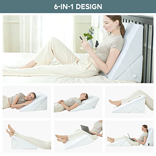 Folding Bed Wedge Pillow for Sleeping Adjustable 9 &12 Inch Foldable Bed Wedge Pillow, Memory Foam Triangle Pillow Wedge System for Legs and Back Support Pillow
