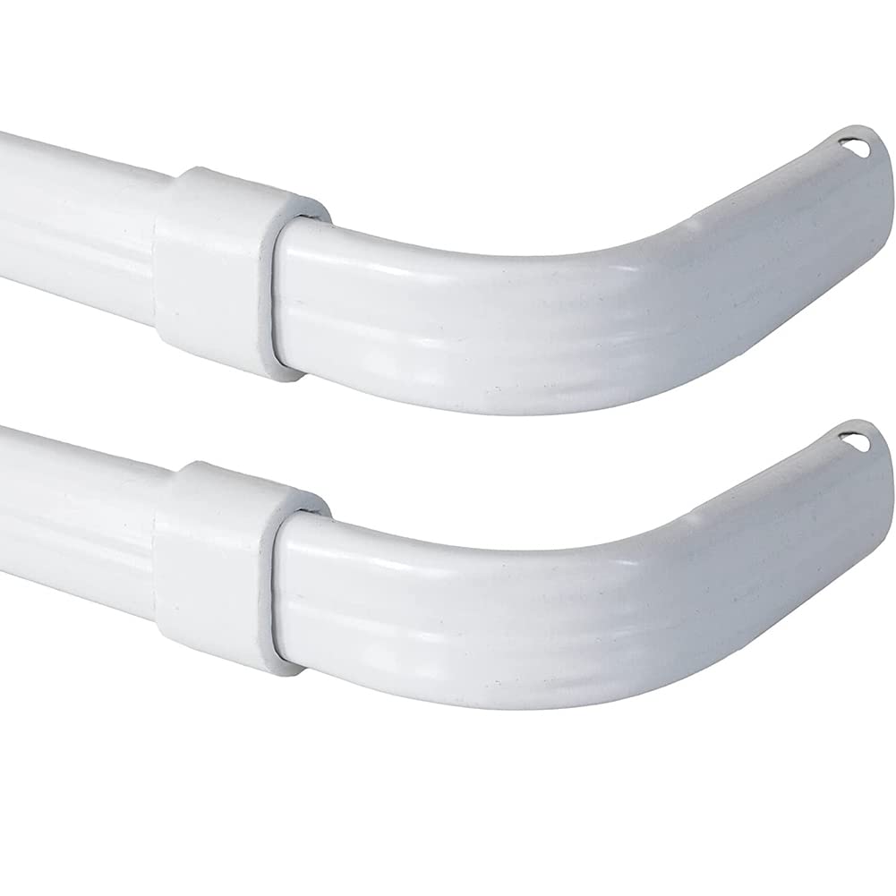 Blu-Pier Tech Heavy Duty Single Rod,Lock Seam Curtain Rod 28 to 48-Inch Adjustable Width, 2 1/2-Inch Projection,Hardware Included,White(Pack of 2)