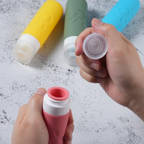 Travel Bottles for Toiletries, TSA Approved Travel Containers 3oz Leak Proof Travel Tubs Refillable Liquid Travel Accessories for Shampoo Conditioner Lotion Body Wash(Multicolored F)