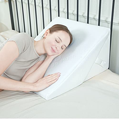 Folding Bed Wedge Pillow for Sleeping Adjustable 9 &12 Inch Foldable Bed Wedge Pillow, Memory Foam Triangle Pillow Wedge System for Legs and Back Support Pillow