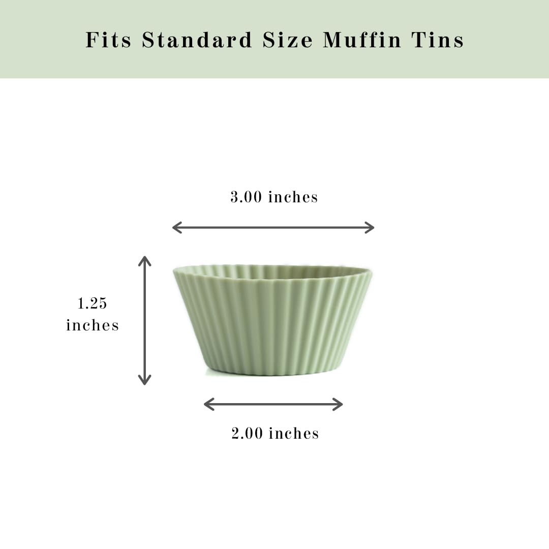 Reusable Silicone Baking Cup Silicone Muffin Liners for Cupcakes, BPA Free, Regular, 12 Pack, White Blue Green