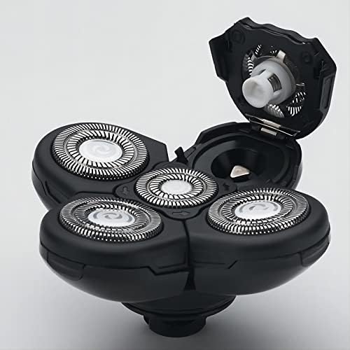 Men Electric Shavers Replacement Heads 5 in 1 Razor Replaceable Alternate Floating Washable Blade Trimmers Head (Black-2pcs)