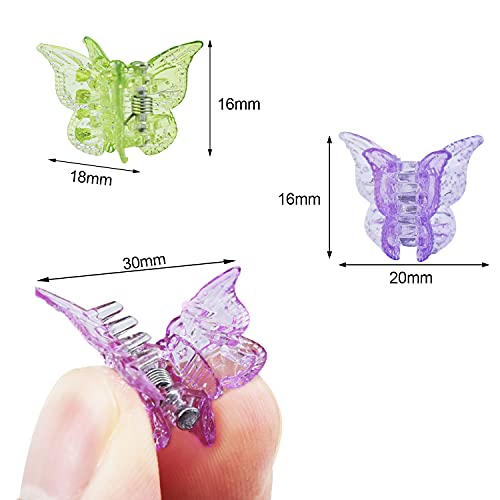 EAONE Sparkly Mini Butterfly Clips, Glitter Colorful Mini Hair Claw Clip for Girls and Women, 90s Y2K Cute Hair Styling Accessories, More than 10 Asscorted Colors, Set of 50