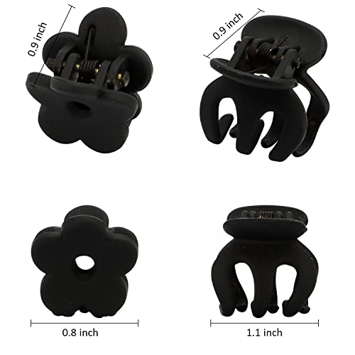 SuPoo Claw Hair Clips for Girls - 20pcs Black Mini Flower and Octopus Clips for Thin, Short Hair - 1.1 Hair Styling Accessories & School Gifts