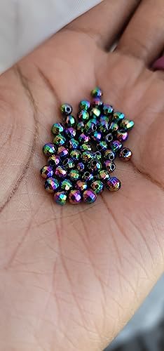 Faceted Hematite Crystal Dreadlock Loc Sprinkles Mix Hair Beads, Loc Jewelry, Dreadlock Accessories (Rainbow)