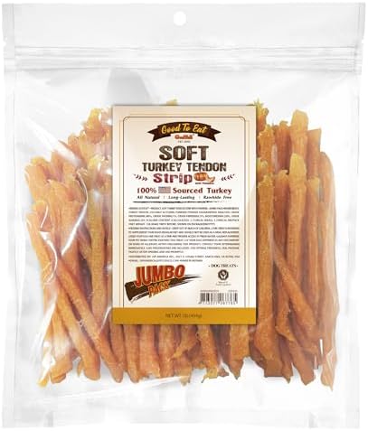 Gootoe Soft Turkey Tendon Dog Treat– Natural Chewy Snack, 100% USA-Sourced, Premium Training Chew, Reseal Value Bag, Ideal for Small & Senior Dogs, Soft Strip with Pumpkin Jumbo Pack, 1 lb (Pack of 1)