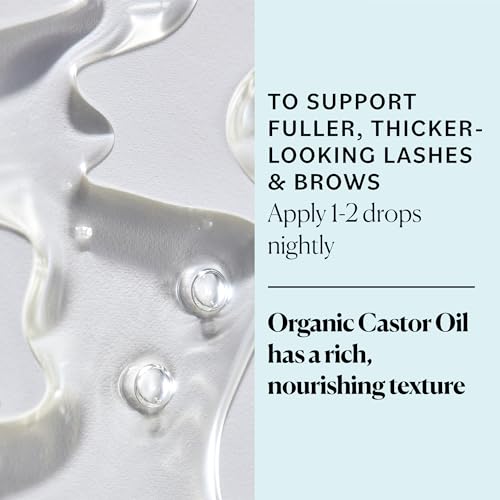 Sky Organics Organic Castor Oil Eyelash & Brow Serum, Hexane-Free Conditioning Oil that Promotes Fuller Looking Lashes & Eye Brows, 100% Pure & Cold-Pressed USDA Certified Organic 1 fl. Oz. / 30 ml