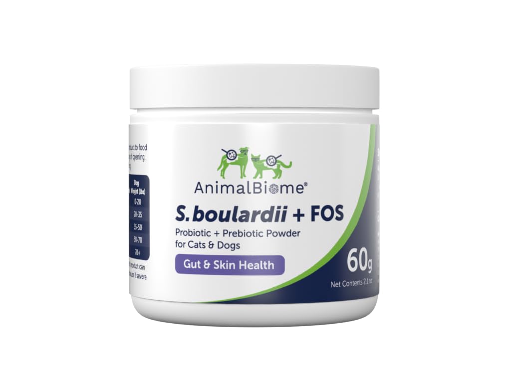 AnimalBiome Pet Probiotics - S. boulardii + FOS Probiotic and Prebiotic Powder for Dogs and Cats 60g
