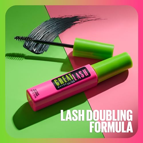 Maybelline Great Lash Washable Mascara Makeup, Volumizing Lash-Doubling Formula That Conditions As It Thickens, Very Black, 2 Count
