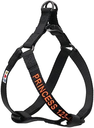 Pawtitas Personalized Dog Harness with Embroider Name Phone Number Adjustable Puppy Harness Customized Dog Harness for Large Dogs Large L Breeds and Puppy Black Dog Harness