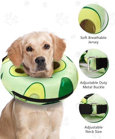 Dog Cone Collar for Small Medium Large Dogs for After Surgery, Pet Inflatable Neck Donut Collar Soft Protective Recovery Cone for Dogs and Cats - Alternative E Collar Does Not Block Vision - Green,L