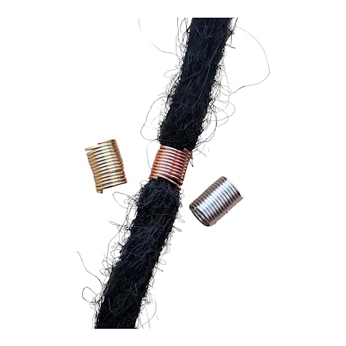 Beaditwearitloveit Copper Dreadlock Coils Wire Wrapped Loc Jewelry Beads For Braids Twists Natural Hair Cuffs Handmade Accessories (Gold)