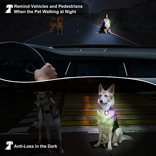 Dog Collar Light, 4 Modes Dog Lights for Night Walking, Rechargeable Pet Collar LED for Nighttime Clip on, IP68 Waterproof Pet Walking Accessories-2 Pack(Black)
