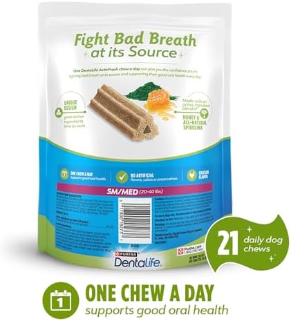 DentaLife ActivFresh Dog Chews for Small and Medium Dogs 20-40 lbs., Dental Chews to Freshen Breath, Chicken Flavor, 15.5 oz., 21 Chews - 21 ct. Pouch