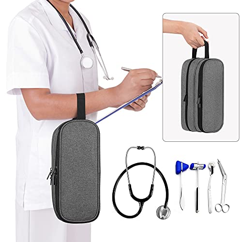 Trunab Stethoscope Carrying Case Hold 2 Stethoscopes or BP Cuffs, Compatible with 3M Littmann/MDF/ADC, Medical Case with Extra Pocket for Nurse Accessories, Essentials for Nurses, Doctors, Grey
