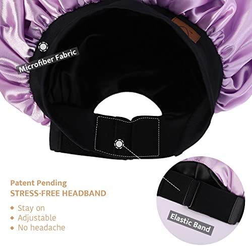 HAT HUT Satin Bonnet Silk Bonnet Sleep Cap for Women Hair Bonnet for Curly Hair Sleeping Adjustable Wide Band Double Layer