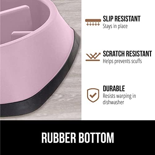 GORILLA GRIP Patent Pending Slow Feeder Dog Bowls, 4 Cup Interactive Puzzle Toy for Dogs and Cats Food Training, Keeps Pets Busy and Prevents Puppy Overeating, All Breeds, 100% BPA Free, Pink