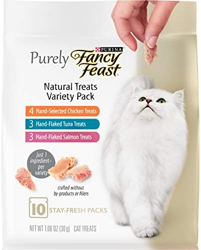 Purina Fancy Feast Natural Cat Treats Variety Pack, Purely Natural - (Pack of 5) 10 ct. Pouches