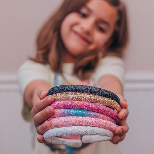 FROG SAC 6 Headbands for Girls - Thin Glitter Toddler Hair Accessories, Little Girl Rainbow Hair Bands, Kids Fashion Head Band Pack, Cute Sparkle Headband Accessory Set