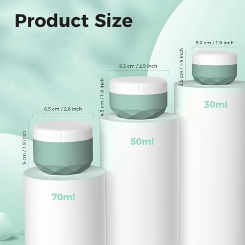 Travel Containers for Toiletries, Silicone Cream Jars TSA Approved 2.5oz Travel Size Containers with Toiletry Bag, Wide Mouth Leak-proof Travel Accessories with Lid for Cosmetic Cream