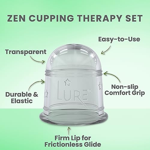 LURE Essentials Cupping Kit for Massage Therapy – Zen Cupping Set, Silicone Cupping Set, Massage Cups for Cellulite, Lymphatic Massage, Fascia (2 Cups)