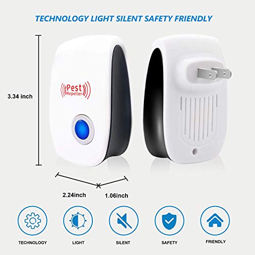 TEcoArt Ultrasonic Pest Repeller - Indoor Plug, Electronic and Ultrasound Repellent - Insects, Mice, Spiders, Mosquitoes, Bugs Control (6 Pack)…