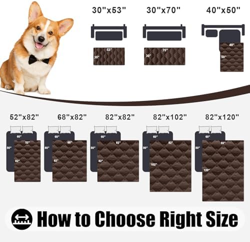 Smiry Waterproof Dog Bed Cover Blanket, Soft Reversible Pet Blanket, Washable Leakproof Cats Dogs Couch Cover for Sofa, Couch, Furniture (52x82 Inch, Chocolate/Dark Grey)
